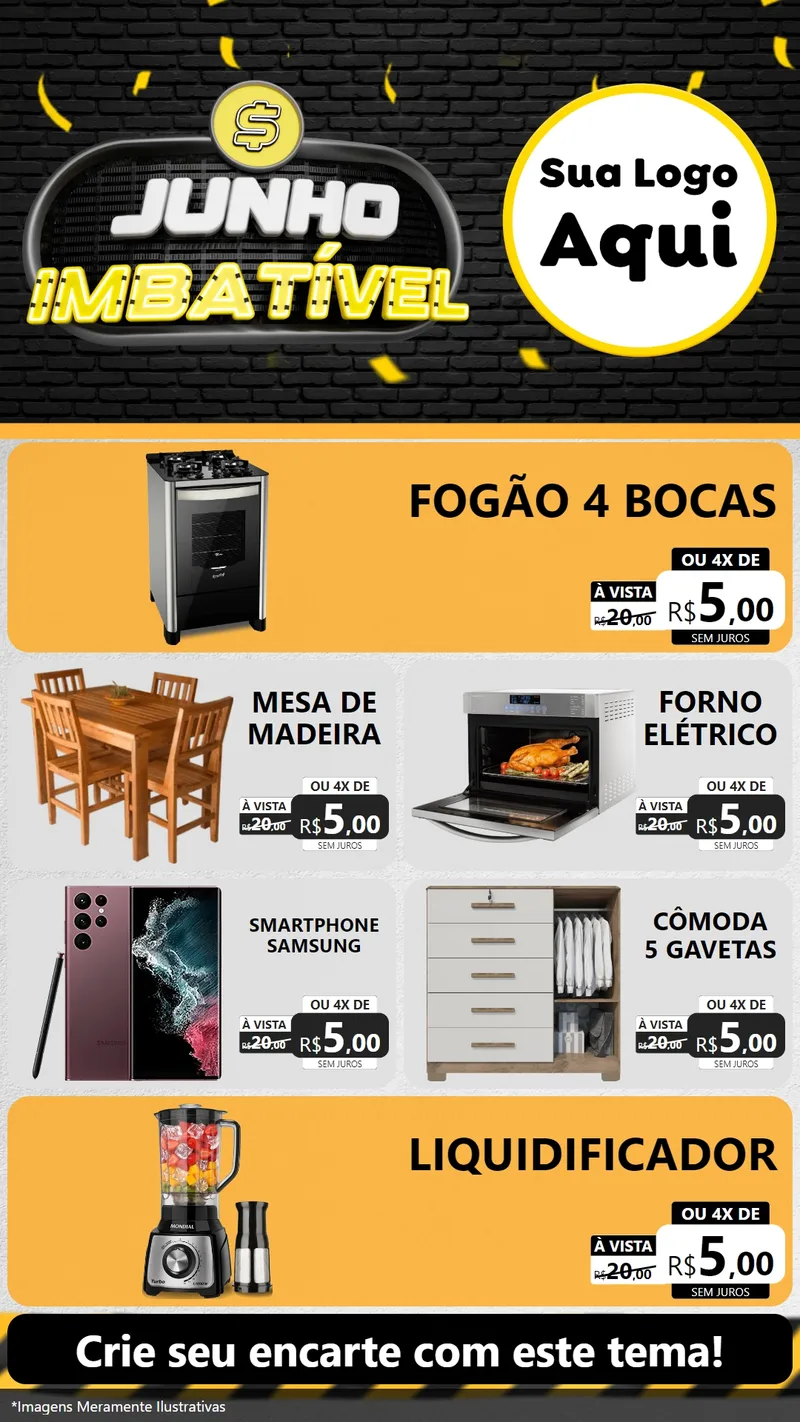 Modelo de TV para TV Vertical com o tema Junho Imbatível para Móveis e Eletro