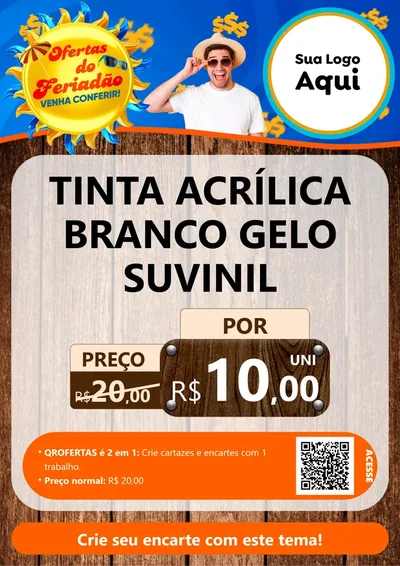 Modelo de Cartaz para Cartaz A4 Vertical com o tema Ofertas do Feriadão para Tintas e Ferramentas