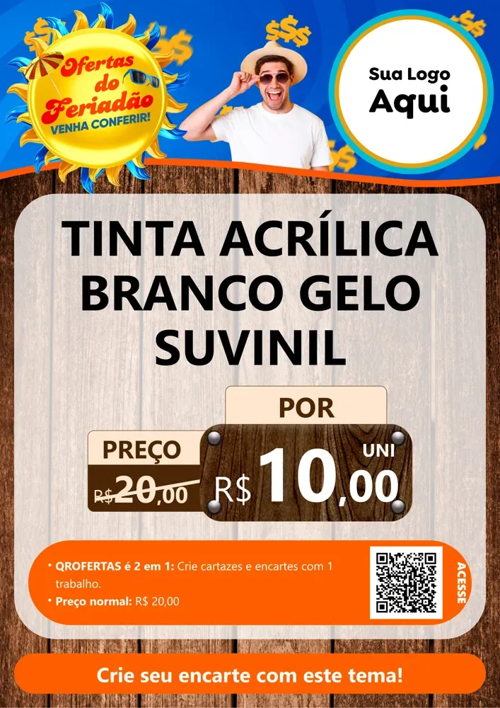 Modelo de Cartaz para Cartaz A4 Vertical com o tema Ofertas do Feriadão para Tintas e Ferramentas