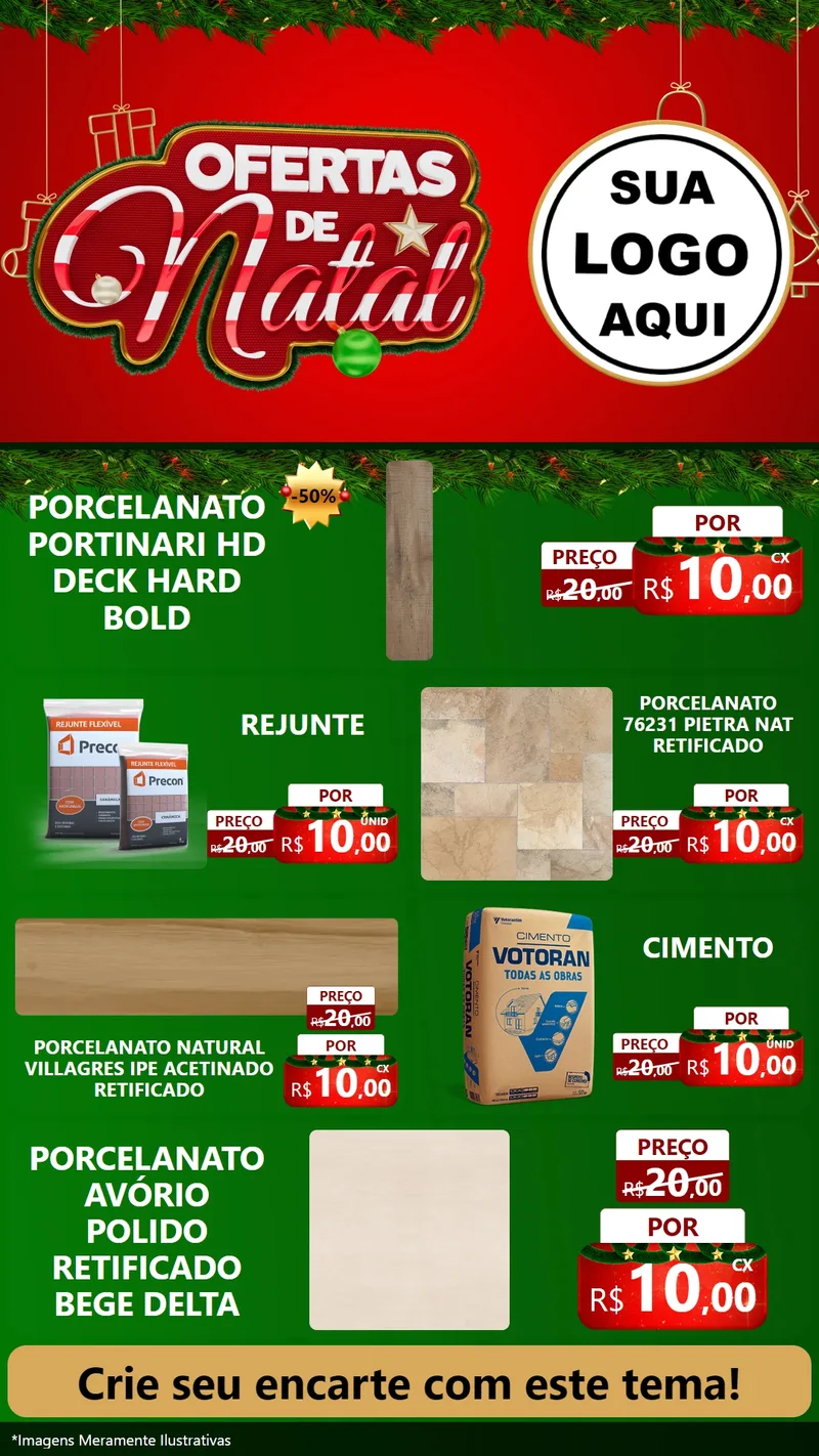 Modelo de TV para TV Vertical com o tema Ofertas de Natal para Pisos e revestimentos