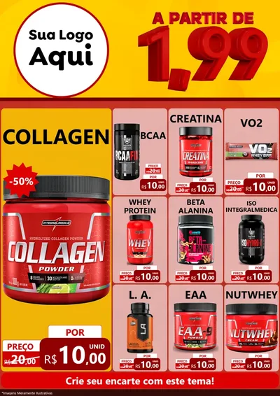 Modelo de Encarte para Encarte A4 Vertical com o tema A Partir de Um e Noventa e Nove - 1,99 para Suplementos alimentares