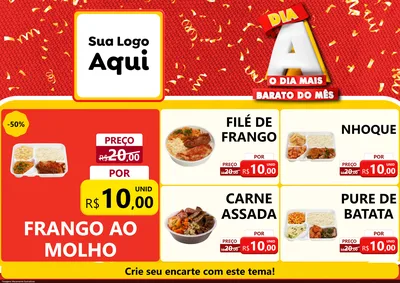 Modelo de Encarte para Encarte A4 Horizontal com o tema Dia A o Dia Mais Barato do Mês para Restaurante