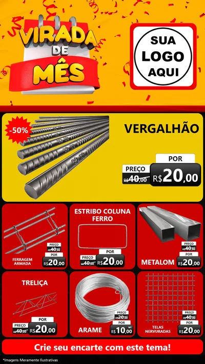 Modelo de Rede Social para Stories com o tema Virada de Mês para Ferragens