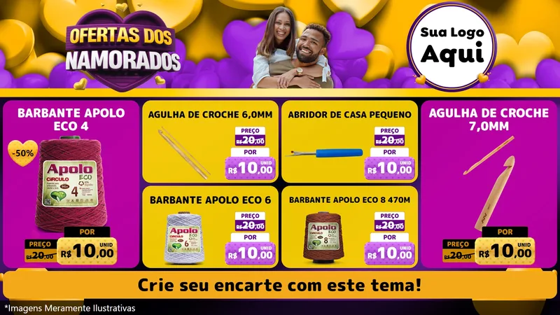 Modelo de TV para TV Horizontal com o tema Oferta Dos Namorados para Armarinho e Aviamentos