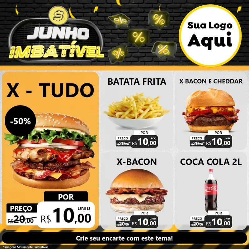 Modelo de Rede Social para Feed Facebook com o tema Junho Imbatível para Hamburgueria
