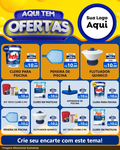 Modelo de Rede Social para Feed Instagram com o tema Aqui Tem Ofertas para Produtos para Piscina