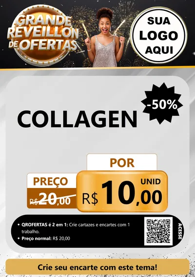 Modelo de Cartaz para Cartaz A4 Vertical com o tema Grande Réveillon de Ofertas para Suplementos alimentares