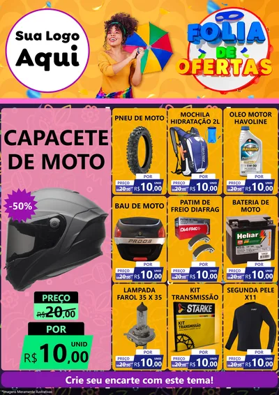 Modelo de Encarte para Encarte A4 Vertical com o tema Folia de Ofertas para Moto peças