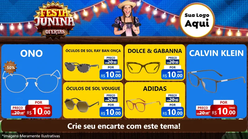 Modelo de TV para TV Horizontal com o tema Festa Junina Ofertas para Óticas
