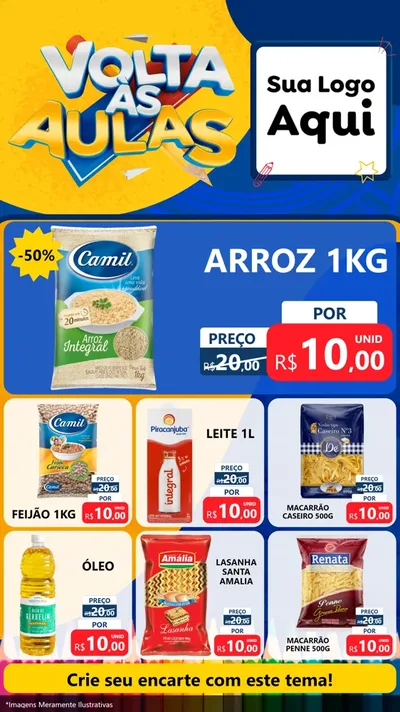 Modelo de Rede Social para Stories com o tema Volta Às Aulas para Supermercado