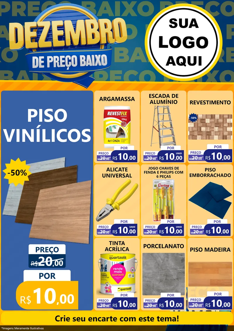 Modelo de Encarte para Encarte A4 Vertical com o tema Dezembro de Preço Baixo para Material para Construção