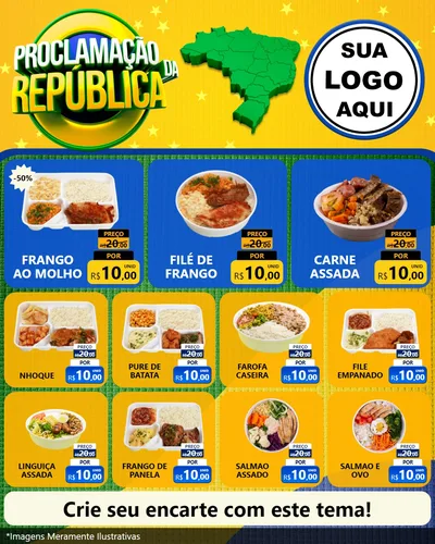 Modelo de Rede Social para Feed Instagram com o tema Proclamação da República para Restaurante