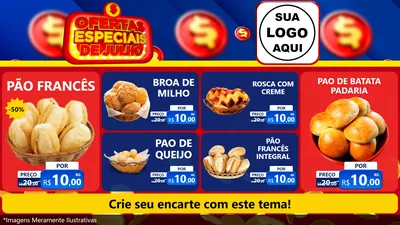 Modelo de TV para TV Horizontal com o tema Ofertas Especiais de Julho para Padaria