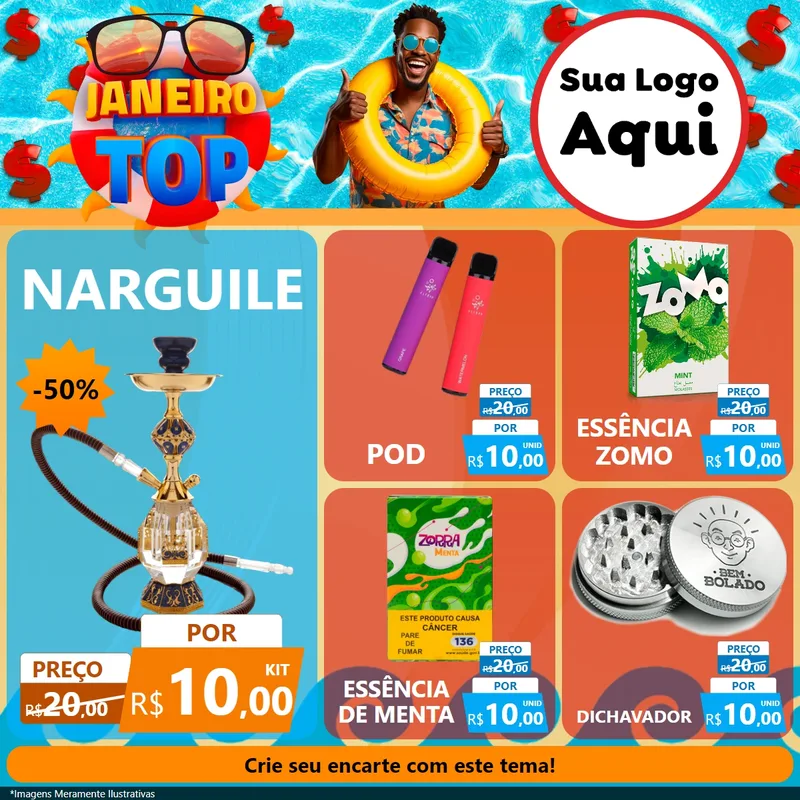Modelo de Rede Social para Feed Facebook com o tema Janeiro Top para Tabacaria