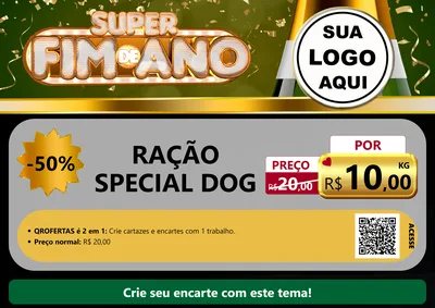 Modelo de Cartaz para Cartaz A4 Horizontal com o tema Super Fim de Ano para Pet Shop