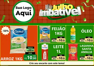 Modelo de Encarte para Encarte A4 Horizontal com o tema Julho Imbatível para Supermercado