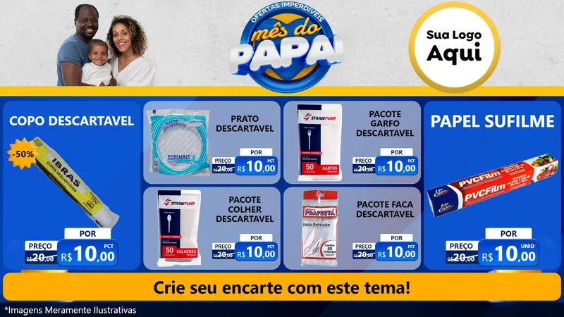 Modelo de TV para TV Horizontal com o tema Ofertas Imperdíveis Mês Do Papai para Embalagens