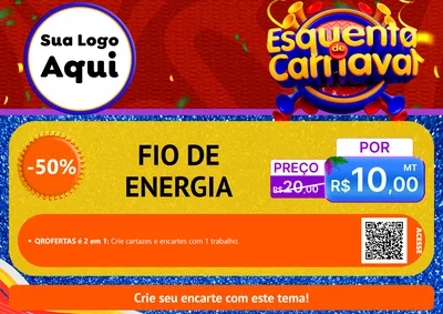 Modelo de Cartaz para Cartaz A4 Horizontal com o tema Esquenta de Carnaval para Materiais Elétricos
