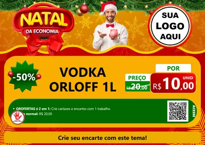 Modelo de Cartaz para Cartaz A4 Horizontal com o tema Natal da Economia para Distribuidora de bebidas