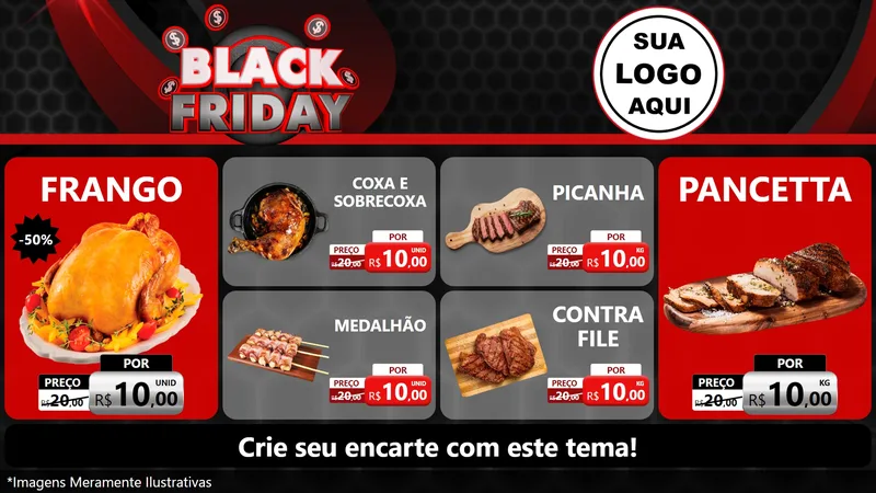 Modelo de TV para TV Horizontal com o tema Black Friday para Assados