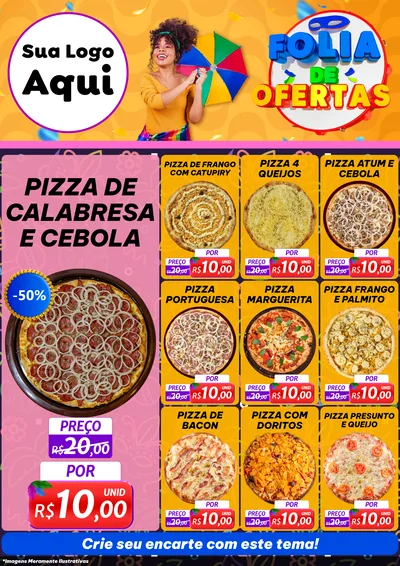 Modelo de Encarte para Encarte A4 Vertical com o tema Folia de Ofertas para Pizzaria