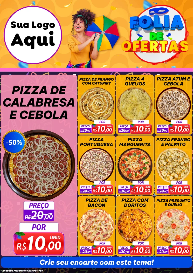 Modelo de Encarte para Encarte A4 Vertical com o tema Folia de Ofertas para Pizzaria