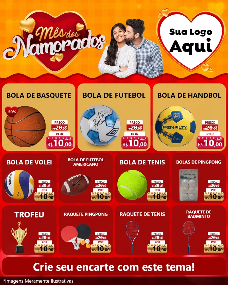 Modelo de Rede Social para Feed Instagram com o tema Mês dos Namorados para Artigos Esportivos