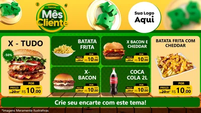 Modelo de TV para TV Horizontal com o tema Especial Mês do Cliente para Hamburgueria