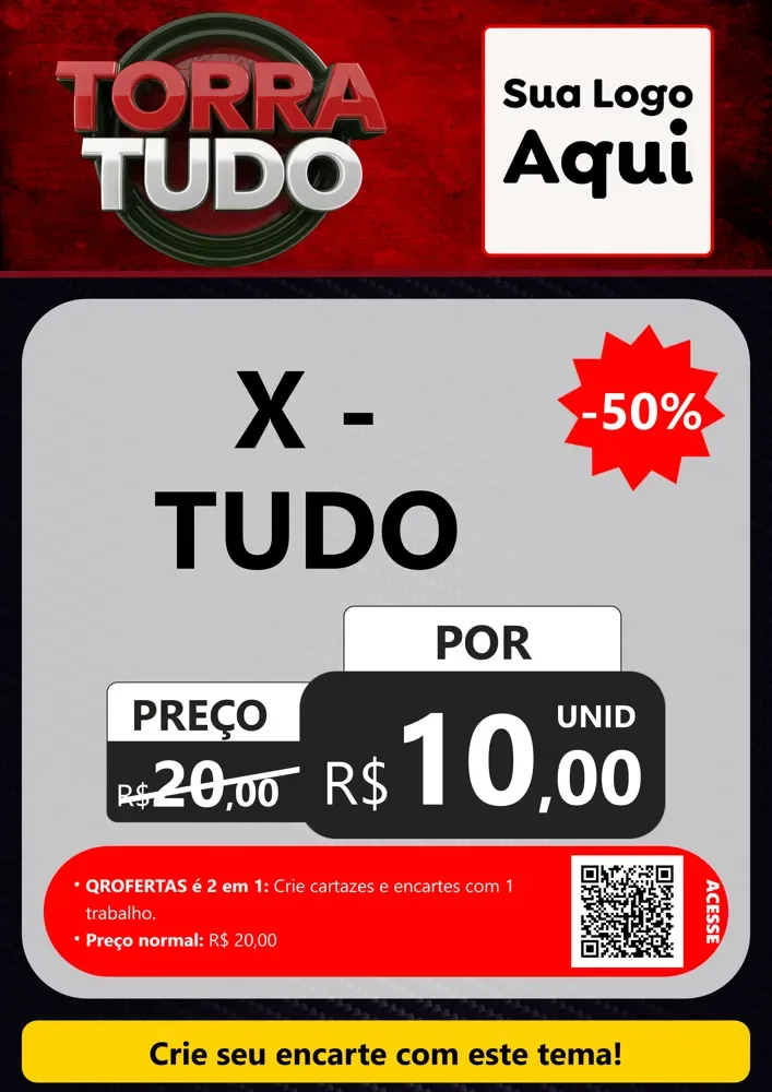 Modelo de Cartaz para Cartaz A4 Vertical com o tema Torra Tudo para Hamburgueria