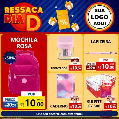 Modelo de Rede Social para Feed Facebook com o tema Ressaca Dia D para Papelaria