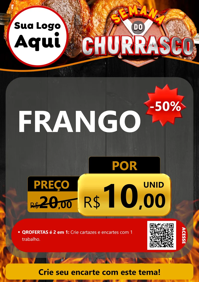 Modelo de Cartaz para Cartaz A4 Vertical com o tema Semana do Churrasco para Assados