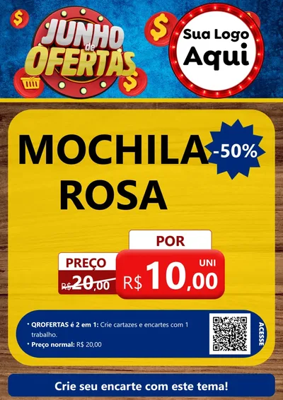 Modelo de Cartaz para Cartaz A4 Vertical com o tema Junho de Ofertas para Papelaria