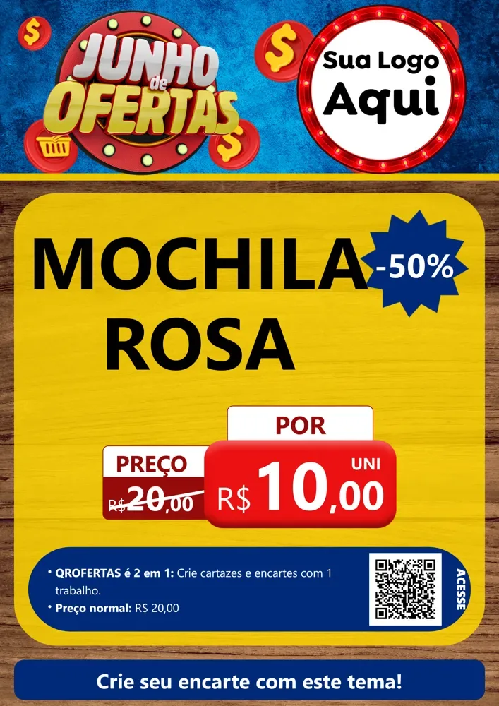 Modelo de Cartaz para Cartaz A4 Vertical com o tema Junho de Ofertas para Papelaria