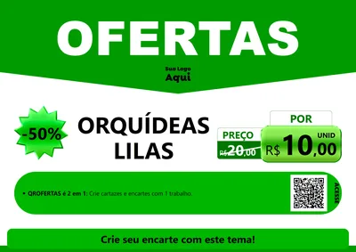 Modelo de Cartaz para Cartaz A4 Horizontal com o tema Ofertas Verde Cartaz para Floricultura e jardim