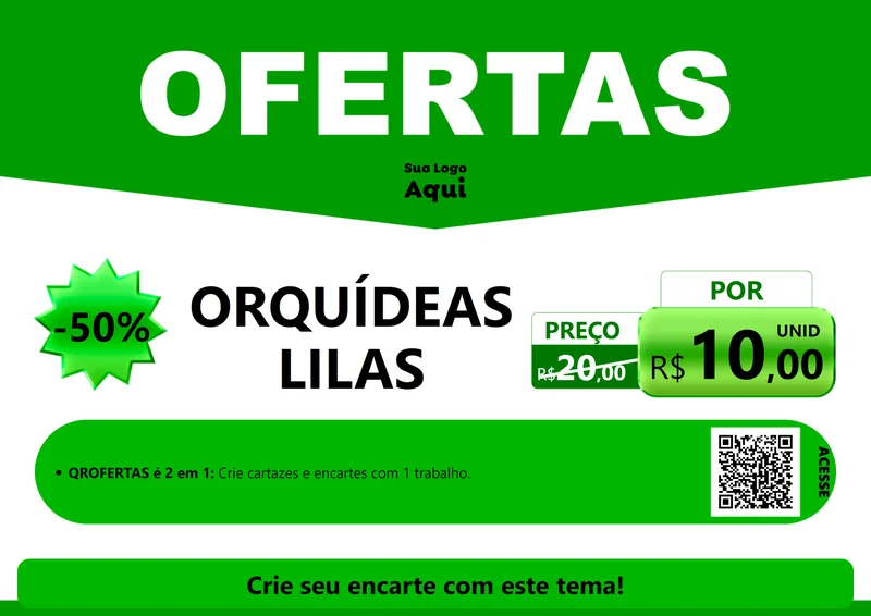 Modelo de Cartaz para Cartaz A4 Horizontal com o tema Ofertas Verde Cartaz para Floricultura e jardim