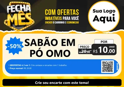 Modelo de Cartaz para Cartaz A4 Horizontal com o tema Fecha Mês para Produtos de Limpeza