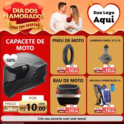 Modelo de Rede Social para Feed Facebook com o tema Dia dos Namorados - Aqui Tem Ofertas para Moto peças