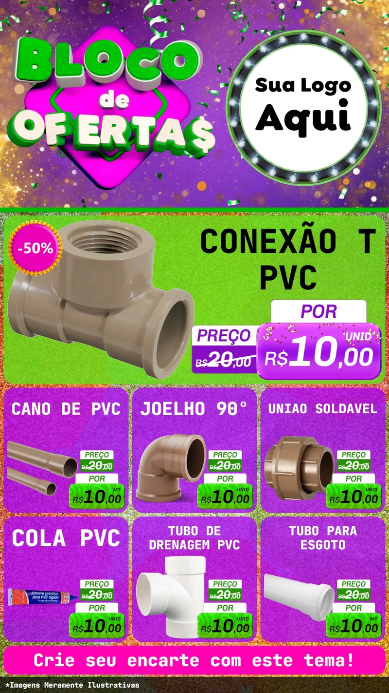 Modelo de Rede Social para Stories com o tema Bloco de Ofertas para Tubos e conexões