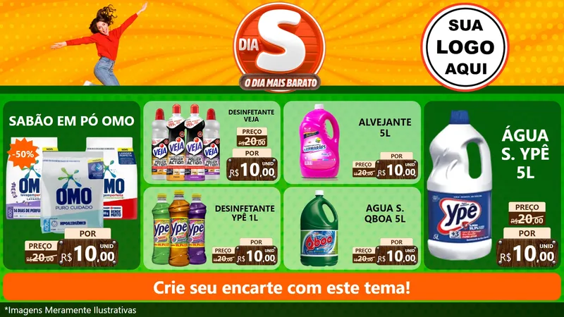 Modelo de TV para TV Horizontal com o tema Dia S - O Dia Mais Barato para Produtos de Limpeza