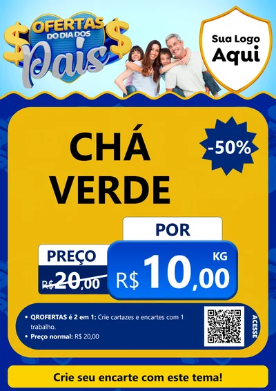 Modelo de Cartaz para Cartaz A4 Vertical com o tema Ofertas do Dia dos Pais para Produtos Naturais