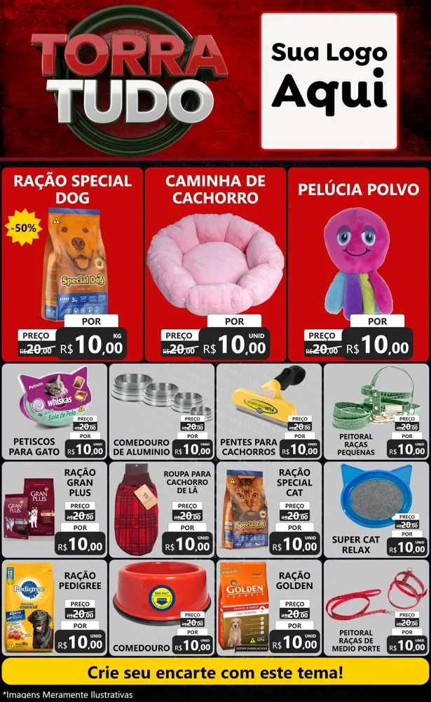 Modelo de Encarte para Encarte Grande com o tema Torra Tudo para Pet Shop