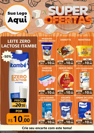 Modelo de Encarte para Encarte A4 Vertical com o tema Super Ofertas para Frios e Laticínios