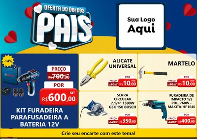Modelo de Encarte para Encarte A4 Horizontal com o tema Oferta Do Dia Dos Pais para Maquinas e Ferramentas