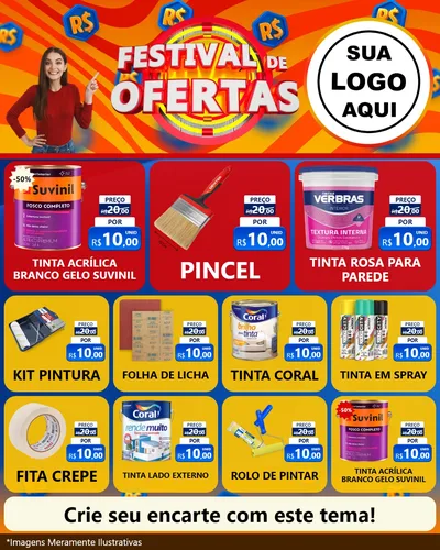 Modelo de Rede Social para Feed Instagram com o tema Festival de Ofertas para Tintas e Ferramentas