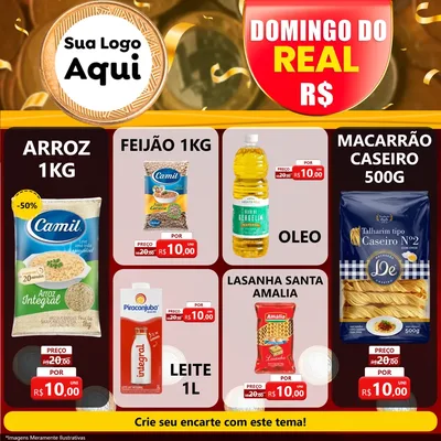 Modelo de Rede Social para Feed Facebook com o tema Domingo do Real para Supermercado