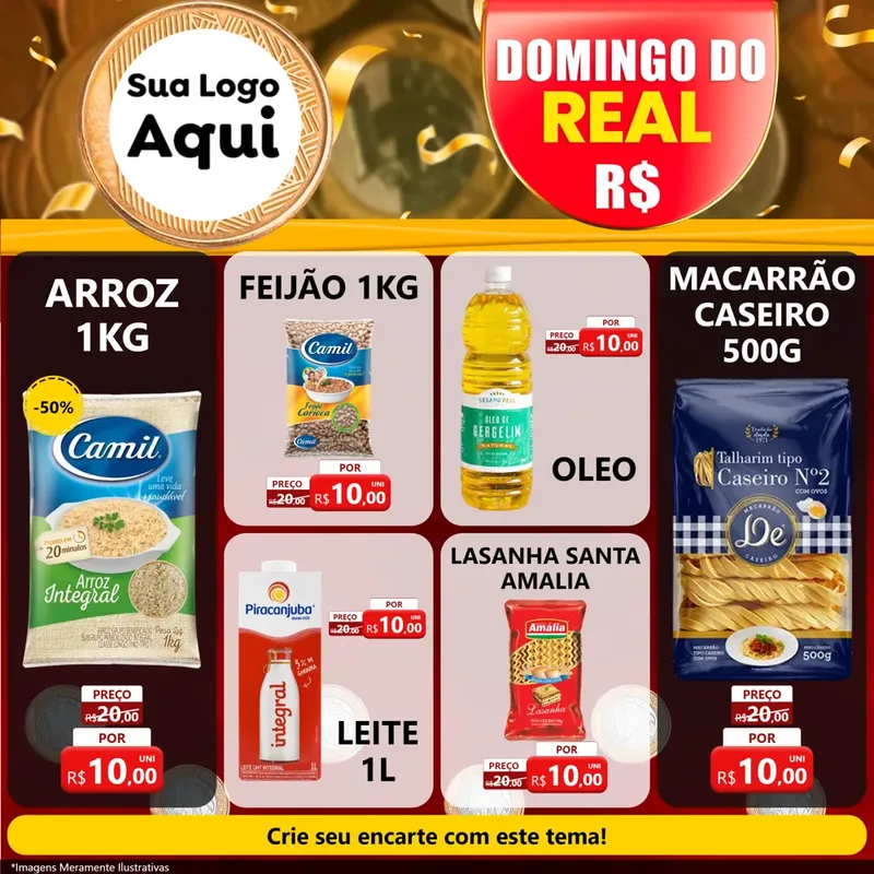 Modelo de Rede Social para Feed Facebook com o tema Domingo do Real para Supermercado