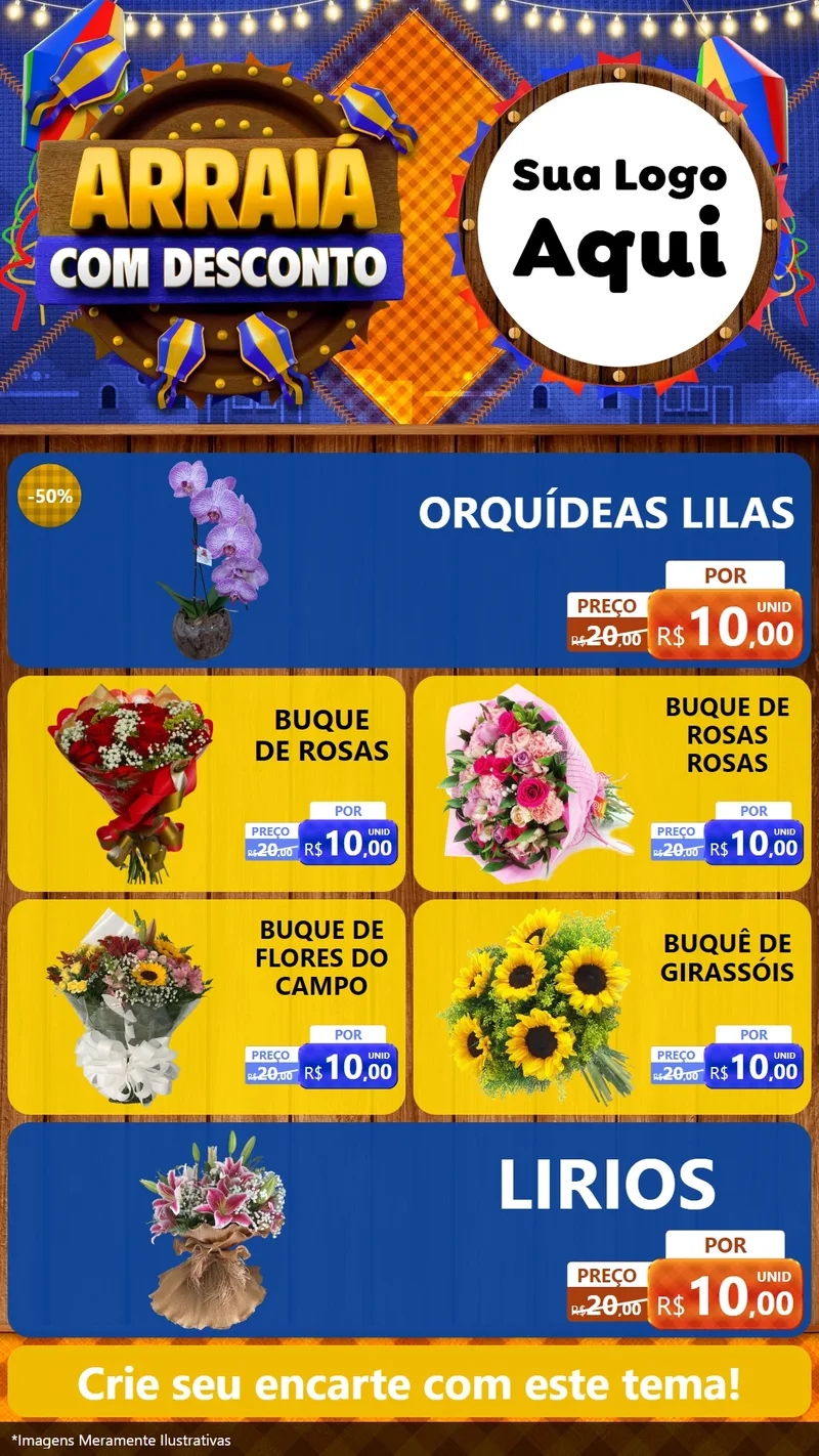 Modelo de TV para TV Vertical com o tema Arraiá Com Desconto para Floricultura e jardim