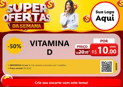 Modelo de Cartaz para Cartaz A4 Horizontal com o tema Super Ofertas da Semana - Farmácia para Farmácia