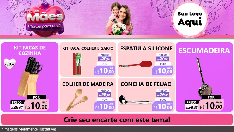 Modelo de TV para TV Horizontal com o tema Dia das Mães Ofertas para Você! para Utilidades Domésticas