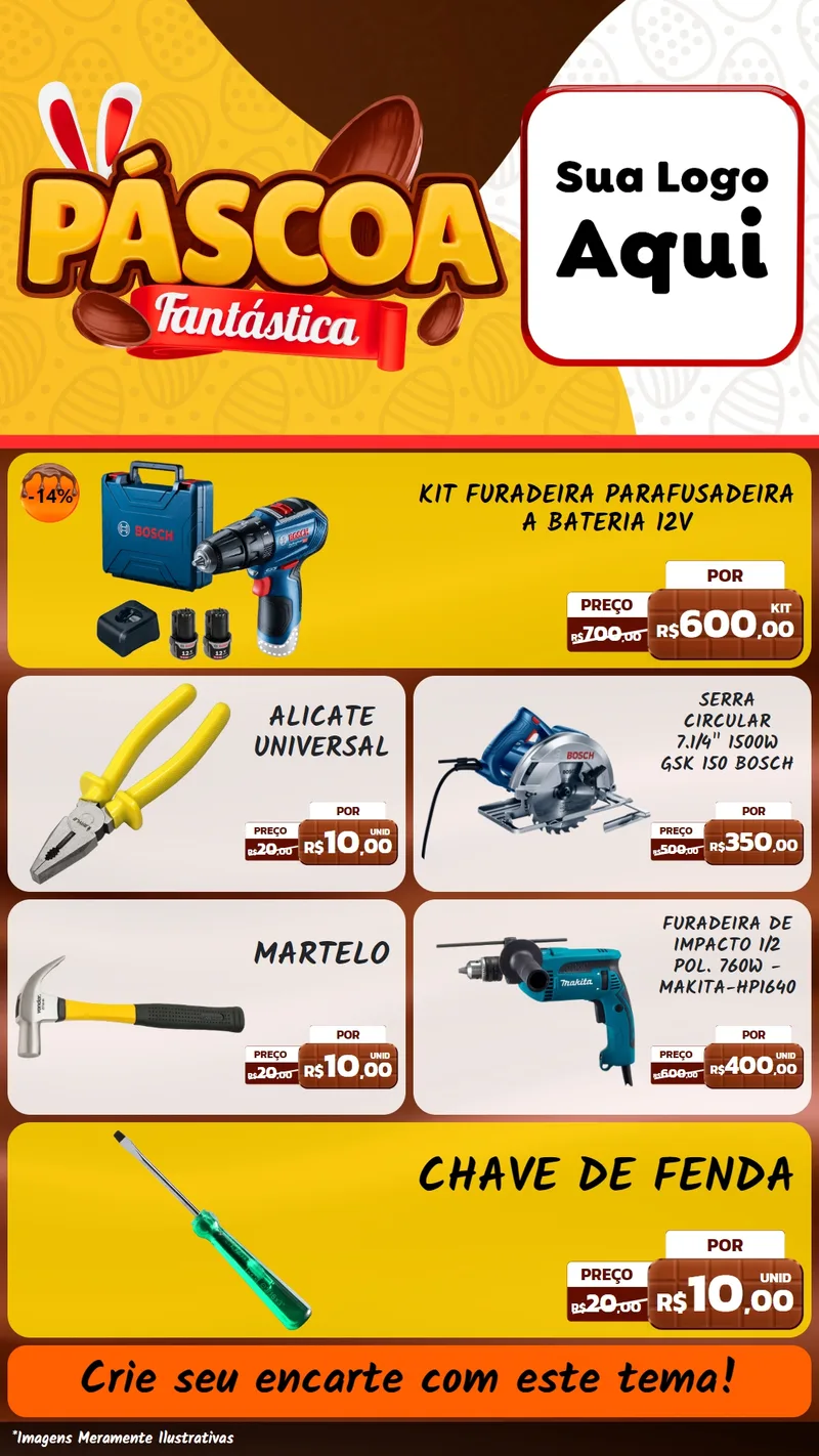 Modelo de TV para TV Vertical com o tema Páscoa Fantástica para Maquinas e Ferramentas